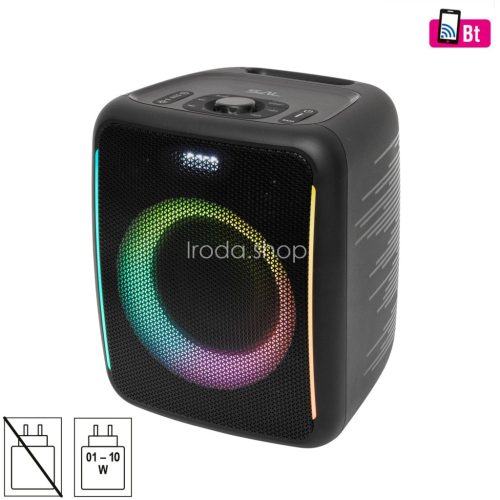 SAL BTCUBE hordozható Boombox, vezeték nélküli hangszóró, 70 watt, 3 hangszóró, Bluetooth TWS, IPX4, beépített akkumulátor