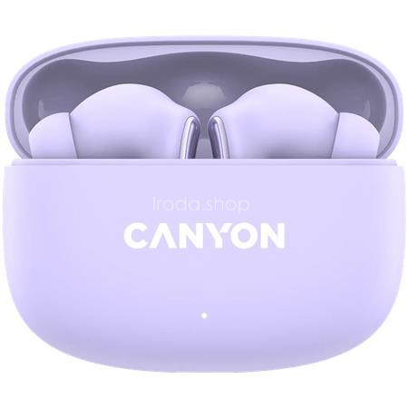 Fülhallgató, TWS vezeték nélküli, Bluetooth 5.4, CANYON "OnGo 9", levendula