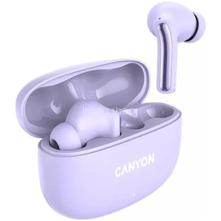 Fülhallgató, TWS vezeték nélküli, Bluetooth 5.4, CANYON "OnGo 9", levendula