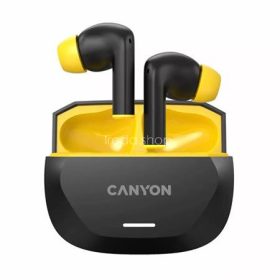   Fülhallgató, TWS vezeték nélküli, Bluetooth 5.4, CANYON "Hexagon 7", fekete-sárga