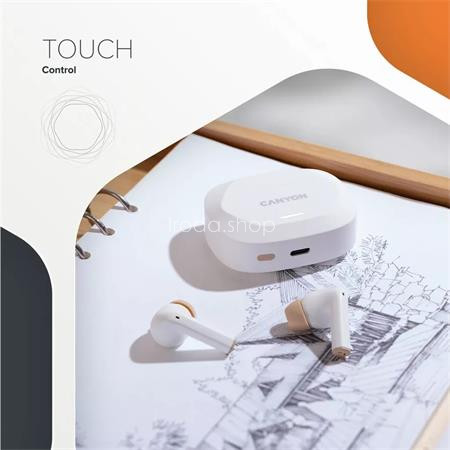 Fülhallgató, TWS vezeték nélküli, Bluetooth 5.4, CANYON "Hexagon 7", fehér-bézs