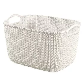   Kötött hatású kosár, L méret, CURVER "Knit", fehér