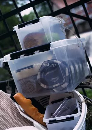 Műanyag tárolódoboz, 1 liter, fekete fogantyúkkal, SMARTSTORE "Classic 1", átlátszó