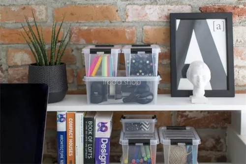 Műanyag tárolódoboz, 1,5 liter, fekete fogantyúkkal, SMARTSTORE "Classic 1,5", átlátszó