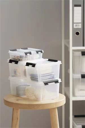 Műanyag tárolódoboz, 3,6 liter, fekete fogantyúkkal, SMARTSTORE "Classic 5", átlátszó