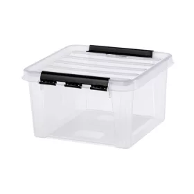   Műanyag tárolódoboz, 8 liter, fekete fogantyúkkal, SMARTSTORE "Classic 12", átlátszó