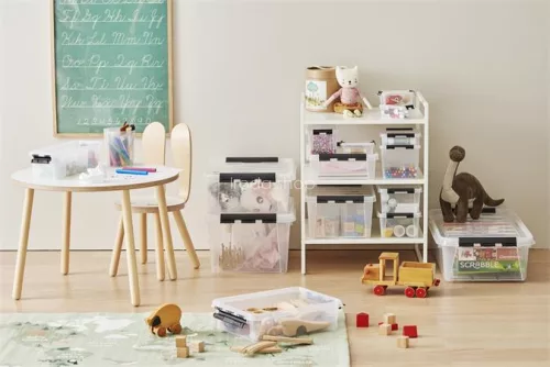 Műanyag tárolódoboz, 8 liter, fekete fogantyúkkal, SMARTSTORE "Classic 14", átlátszó