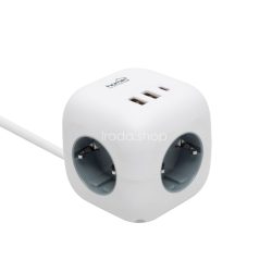   Home CUBE2 kocka elosztó, max. 3680 W, USB töltő, 3 aljzat gyermekvédelemmel, 1,5 m hosszú vezeték