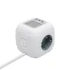 Home CUBE2P kocka elosztó, fogyasztásmérővel, max. 3680 W, 3 aljzat gyermekvédelemmel, 1,5 m hosszú vezeték