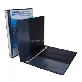   Gyűrűs könyv, panorámás, 4 gyűrű, D alakú, 44 mm, A4, PP, DONAU, fekete