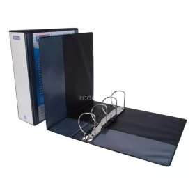   Gyűrűs könyv, panorámás, 4 gyűrű, D alakú, 80 mm, A4, PP, DONAU, fekete