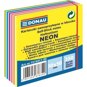   Öntapadó jegyzettömb, 50x50mm,250 lap, DONAU,  fehér és neon színek