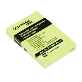   Öntapadó jegyzettömb, 51x76mm, 100 lap, DONAU "ECO", sárga