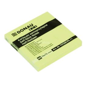   Öntapadó jegyzettömb, 76x76mm, 100 lap, DONAU "ECO", sárga