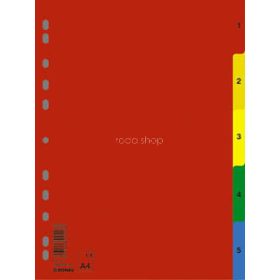 Regiszter, műanyag, A4, 1-5, DONAU, színes