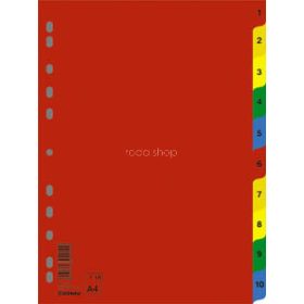 Regiszter, műanyag, A4, 1-10, DONAU, színes