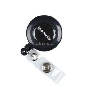   Azonosítókártya-tartó, kihúzható, patentos, DONAU, fekete