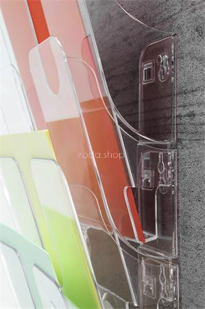 Prospektustartó, fali, álló, A4, DURABLE "FLEXIPLUS 6", áttetsző