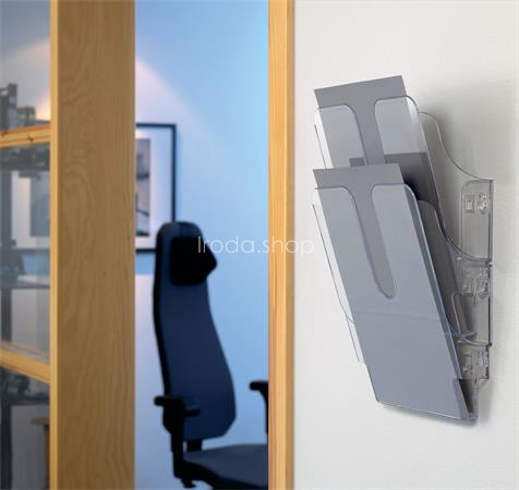 Prospektustartó, fali, álló, A4, DURABLE "FLEXIPLUS 2", áttetsző