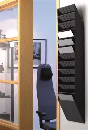 Prospektustartó, fali, álló, A4, DURABLE "FLEXIBOXX 12", fekete