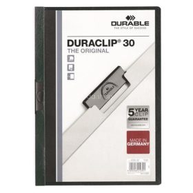   Gyorsfűző, klipes, A4, DURABLE "DURACLIP® 30", sötétzöld