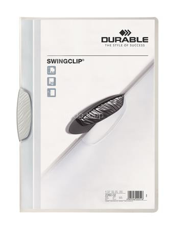 Gyorsfűző, klipes, A4, DURABLE "Swingclip® 30", fehér