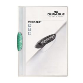   Gyorsfűző, klipes, A4, DURABLE "Swingclip® 30", sötétzöld