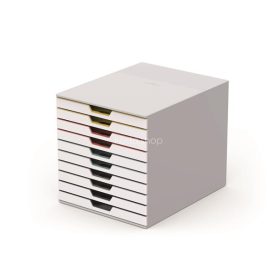   Irattároló, műanyag, 10 fiókos, DURABLE "VARICOLOR® 10", fehér