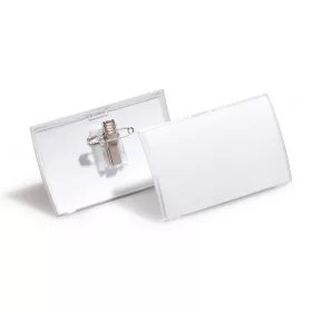   Névkitűző, csíptetővel és tűvel, PP, 40x75 mm, DURABLE "CLICK FOLD"