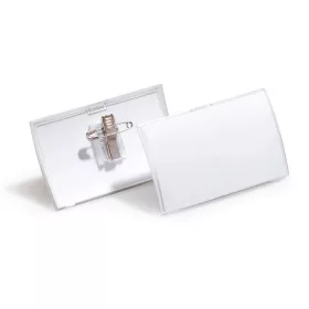   Névkitűző, csíptetővel és tűvel, PP, 54x90 mm, DURABLE "CLICK FOLD"