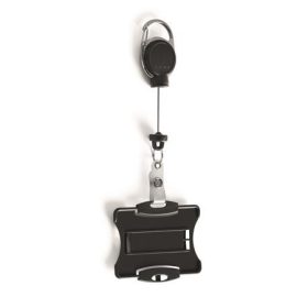   Azonosítókártya-tartó, kihúzható, karabineres, DURABLE "Extra strong", kártyatartóval, fekete