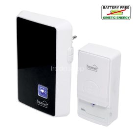   Home DBK1010AC vezeték nélküli csengő, elem nélküli, 100m hatótáv, 20 dallam, 3-fokozatú hangerő, kék LED, kinetikus nyomógomb, 230V-os tápellátás