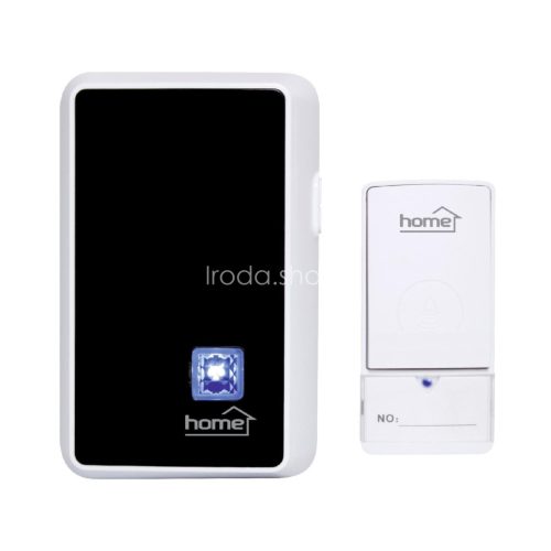 Home DBK1010AC vezeték nélküli csengő, elem nélküli, 100m hatótáv, 20 dallam, 3-fokozatú hangerő, kék LED, kinetikus nyomógomb, 230V-os tápellátás