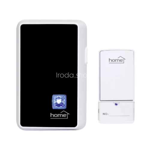 Home DBK1010AC vezeték nélküli csengő, elem nélküli, 100m hatótáv, 20 dallam, 3-fokozatú hangerő, kék LED, kinetikus nyomógomb, 230V-os tápellátás