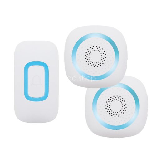 HOME DBS1601DC vezeték nélküli csengő szett, 2 csengővel, 160m hatótáv, 60 dallam, állítható hangerő és némítás, kapcsolható fényjelzés, elemes tápellátás