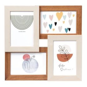   Képkeret, galéria, fa, 4 db 10x15, "Goldbuch Rio", barna-natúr