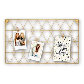   Képkeret, fém, 3 db fa csipesszel, 30x50 cm, "Zep Cambria", arany