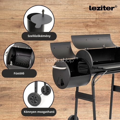 Faszenes kerti grillsütő füstölővel
