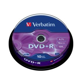 DVD-R lemez, AZO, 4,7GB, 16x, 10 db, hengeren, VERBATIM