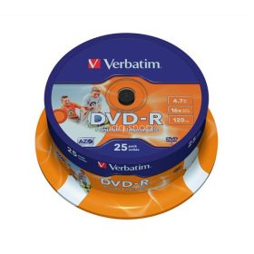   DVD-R lemez, nyomtatható, matt, ID, 4,7GB, 16x, 25 db, hengeren, VERBATIM