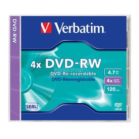  DVD+RW lemez, újraírható, 4,7GB, 4x, 1 db, normál tok, VERBATIM