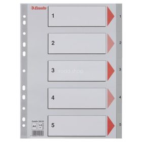 Regiszter, műanyag, A4, 1-5, ESSELTE, szürke