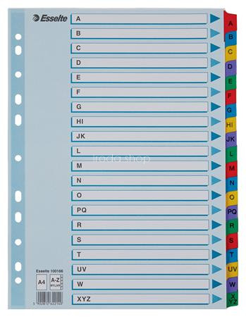 Regiszter, karton, A4, A-Z, ESSELTE "Mylar"