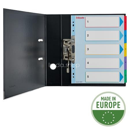 Regiszter, laminált karton, A4 maxi, 1-5, újraírható, ESSELTE