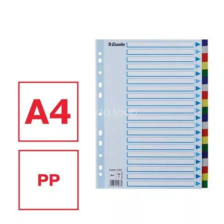 Regiszter, műanyag, A4, 20 részes, ESSELTE