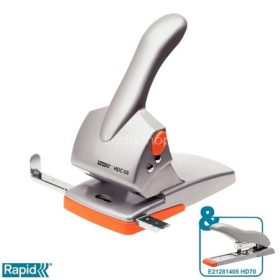   Lyukasztó, nagyteljesítményű, kétlyukú, 65 lap, RAPID "HDC65 Fashion", ezüst/narancssárga