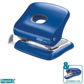   Lyukasztó, kétlyukú, 30 lap, RAPID "FC30", vízkék