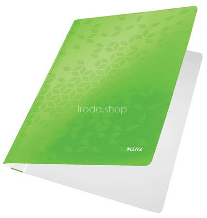 Gyorsfűző, laminált karton, A4, LEITZ "Wow", zöld