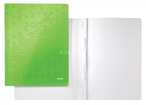 Gyorsfűző, laminált karton, A4, LEITZ "Wow", zöld