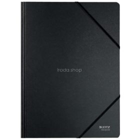 Gumis mappa, karton, A4, LEITZ "Recycle", fekete